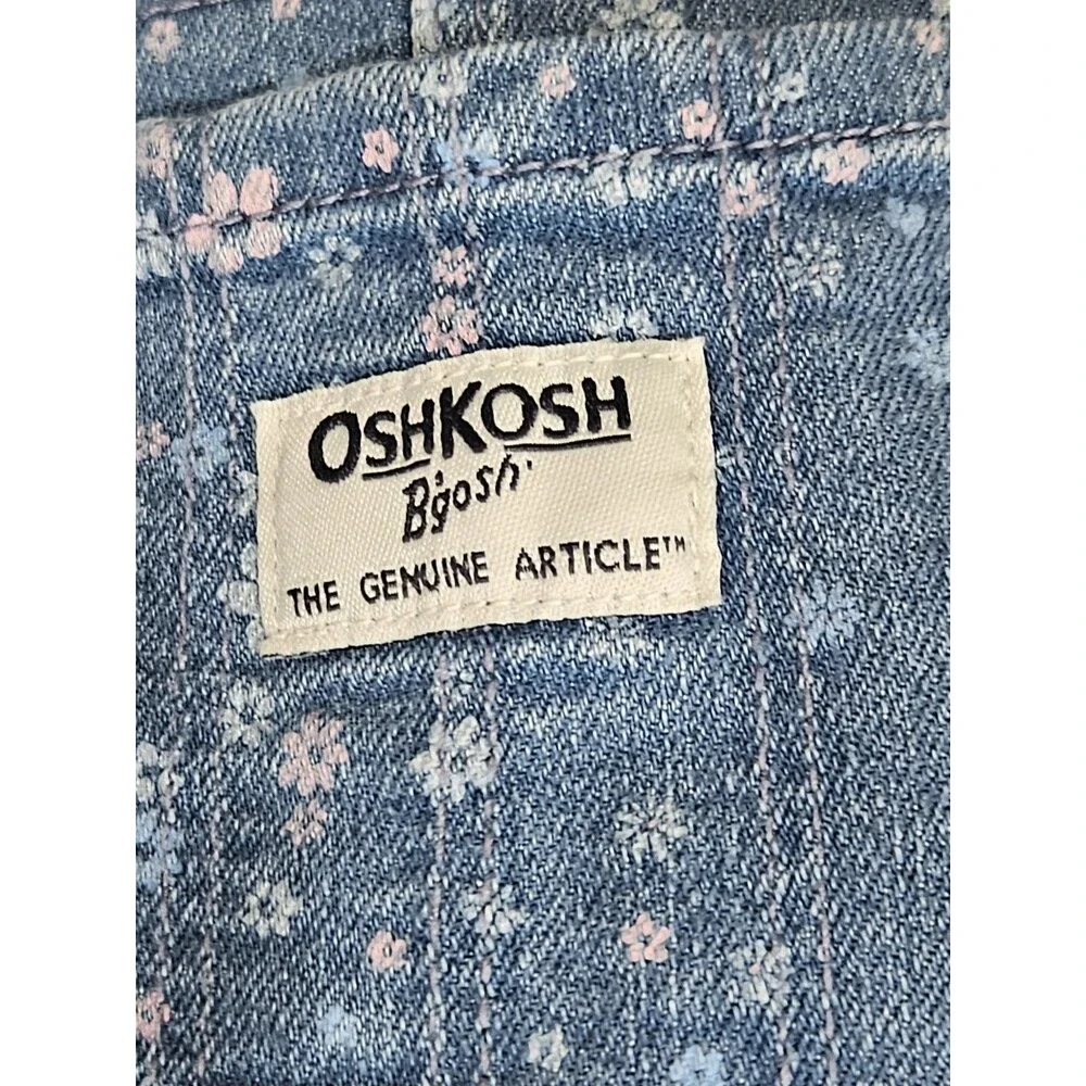 Oshkosh B’gosh Overalls Girls 24M Toddler Blue Denim Floral Print Cotton Blend